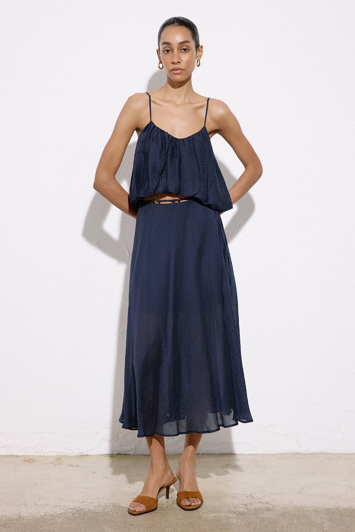 Flared High Waist Midi Skirt