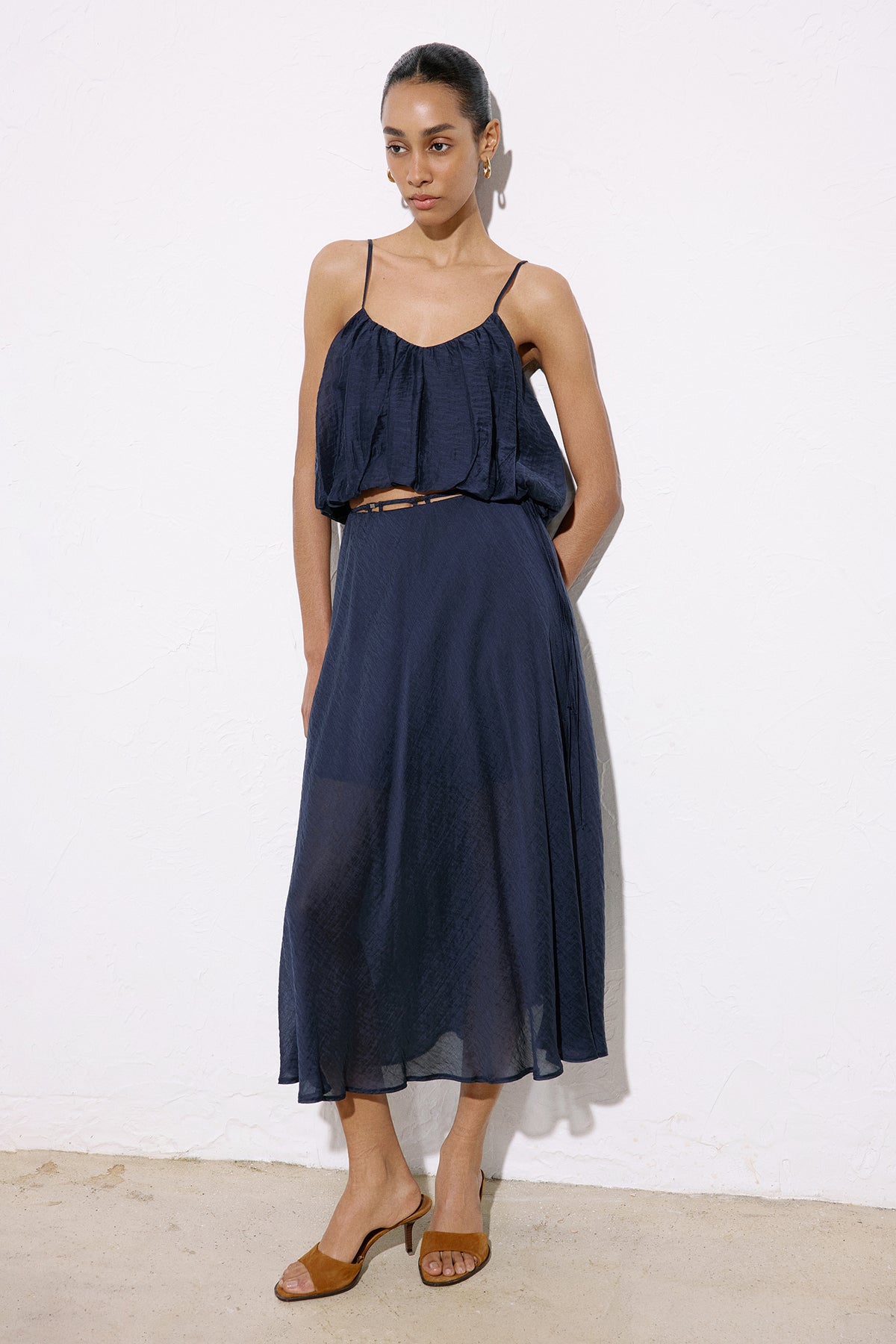 Flared High Waist Midi Skirt