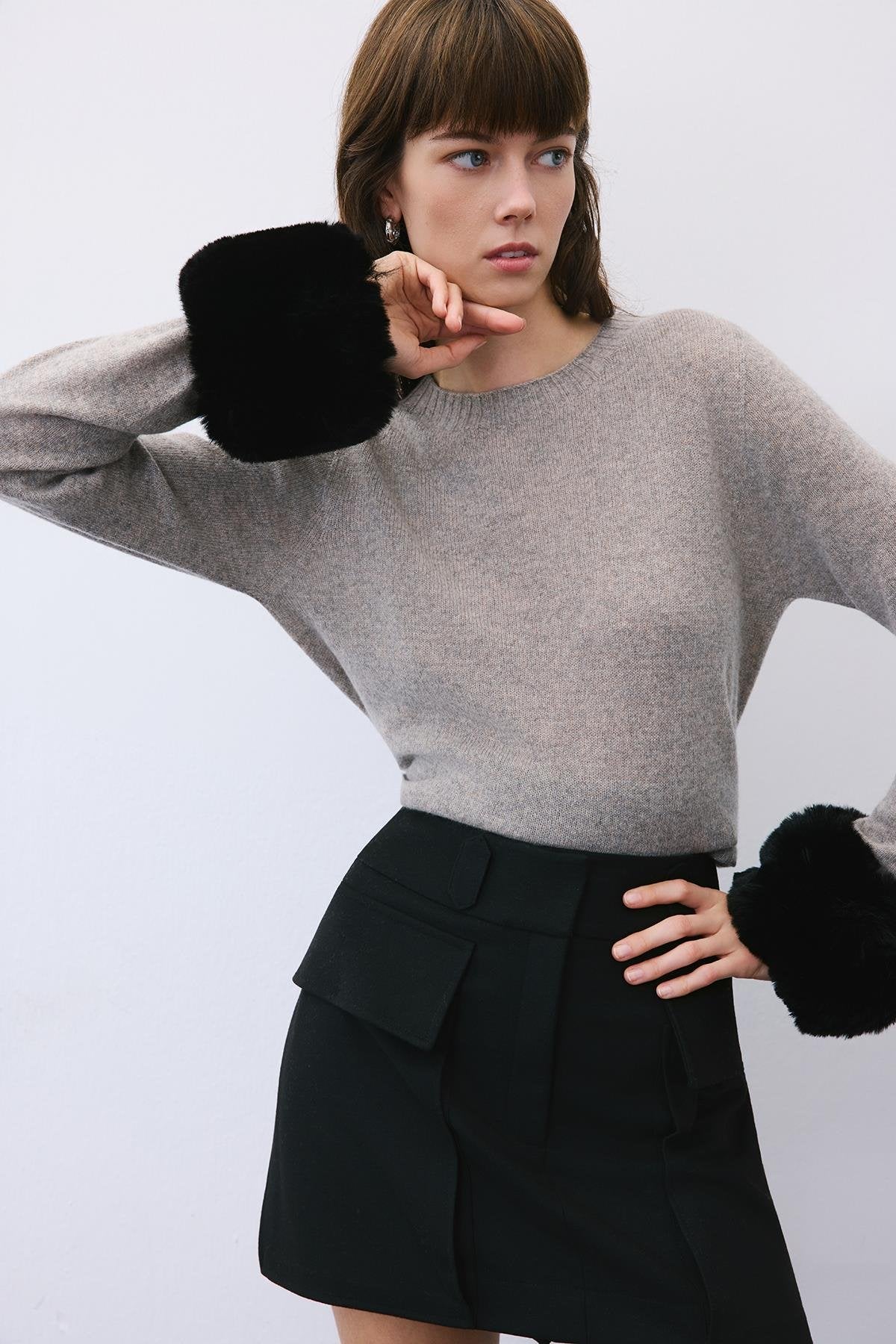 Fluffy Beige Faux Fur Cuffs