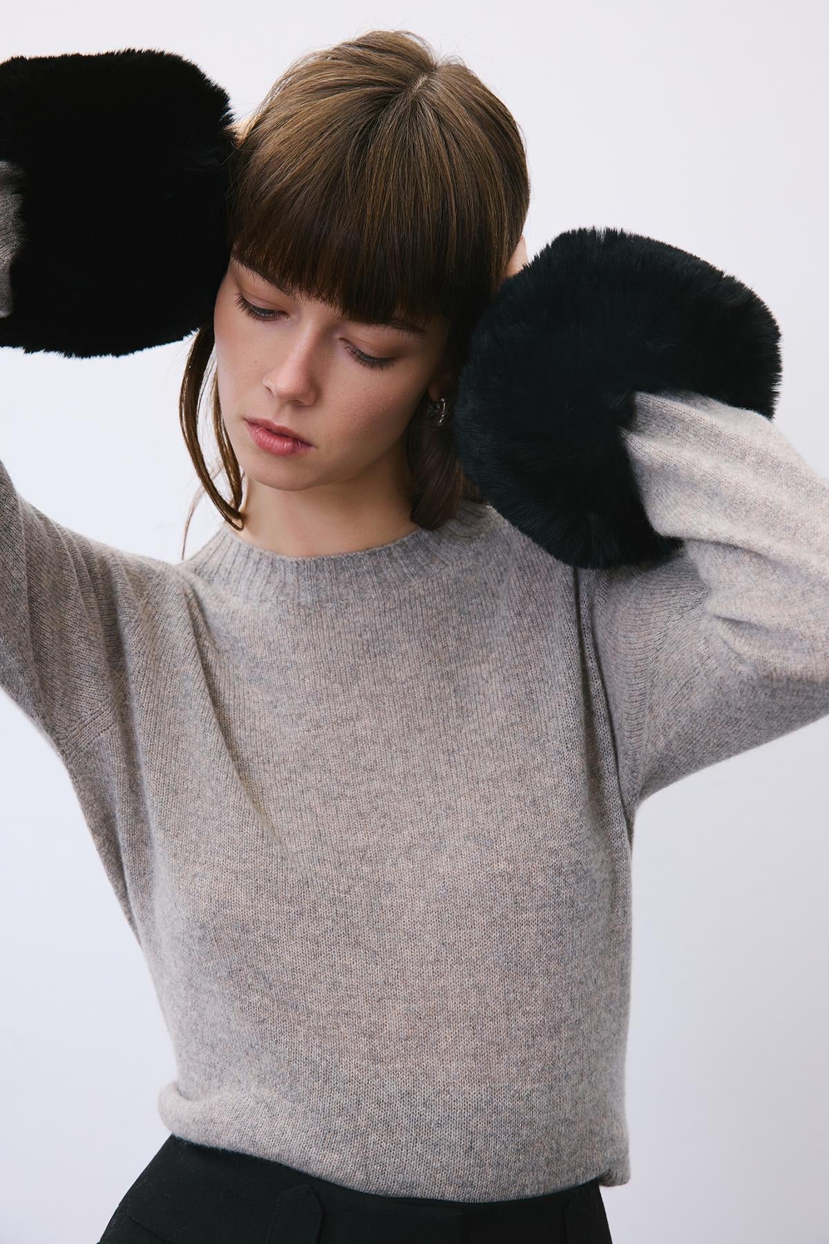 Fluffy Beige Faux Fur Cuffs