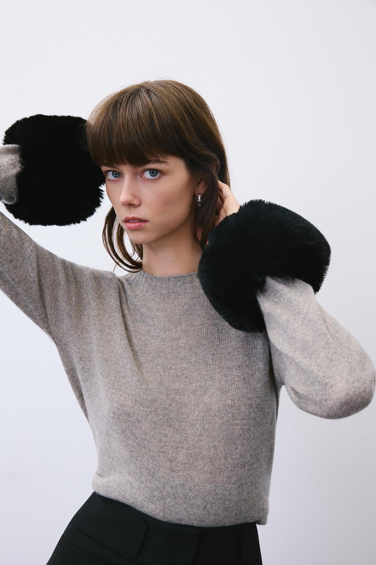 Fluffy Beige Faux Fur Cuffs