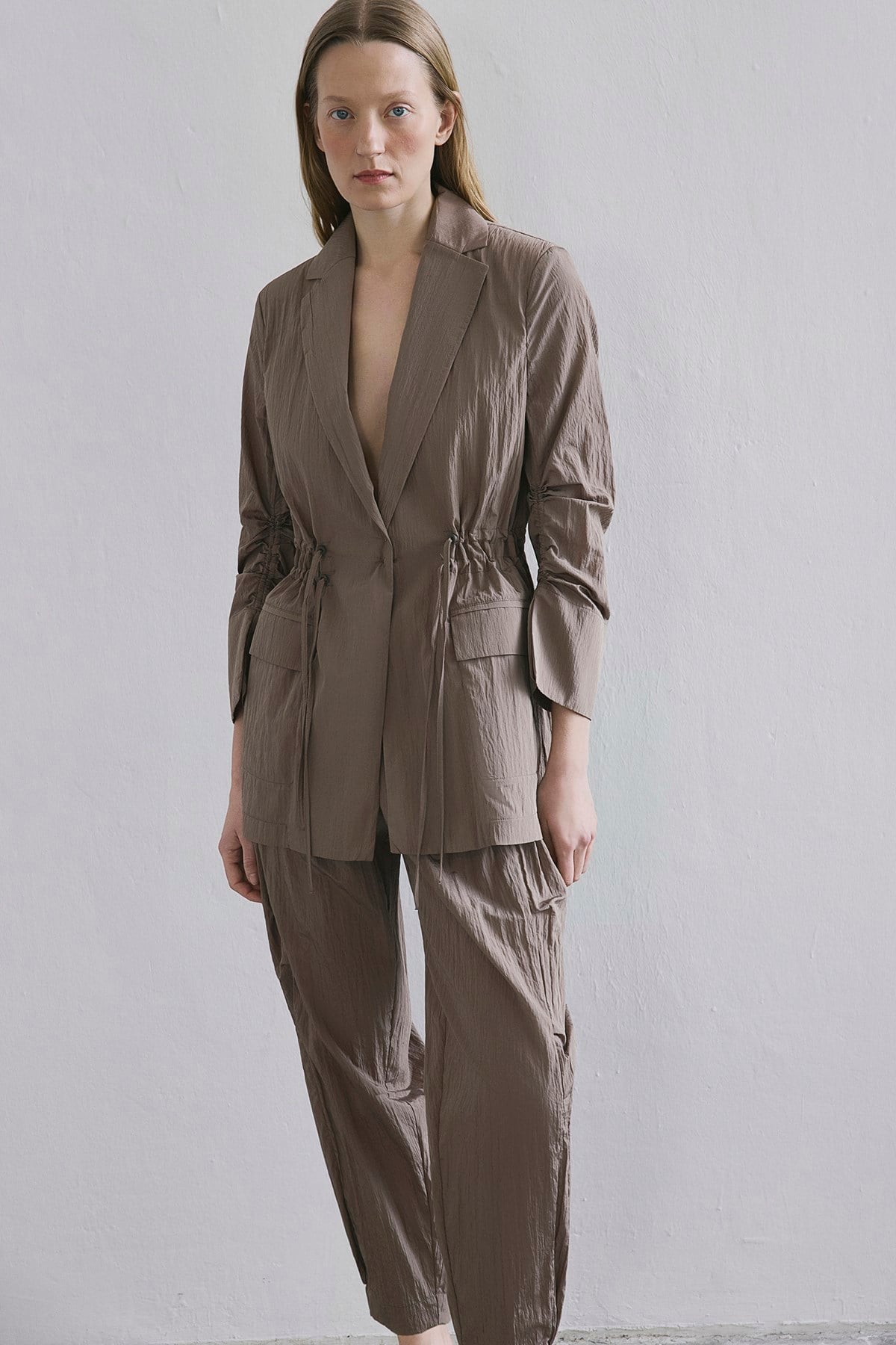 Front Pocket Gathered Detail Jacket