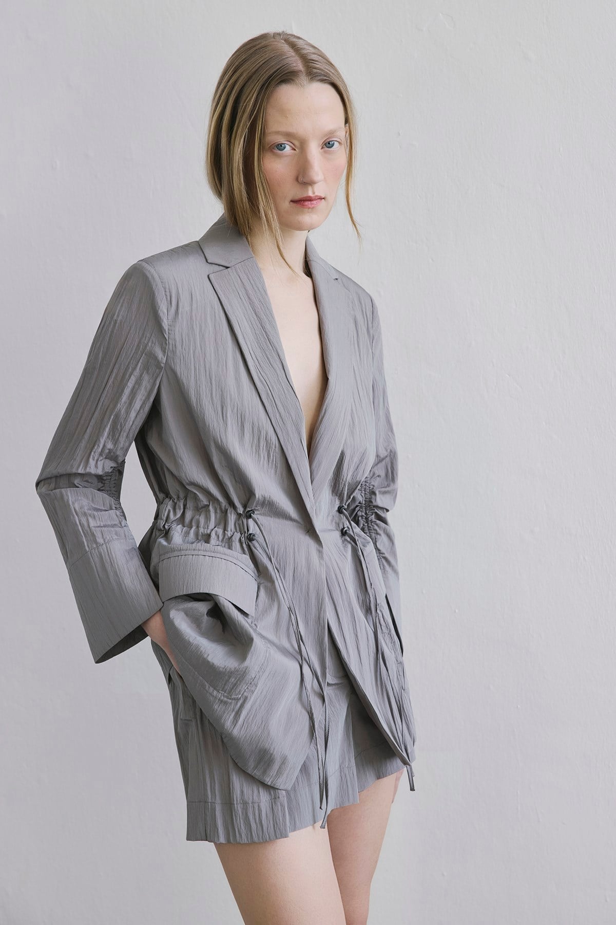 Front Pocket Gathered Detail Jacket
