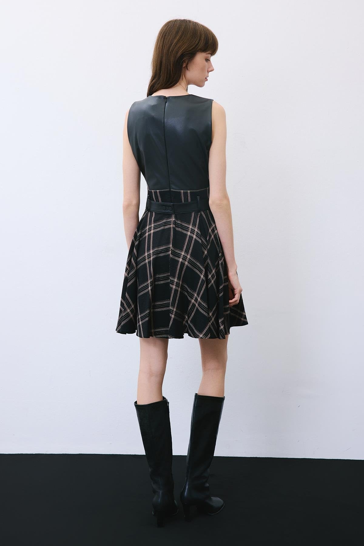 Glitter Plaid Mini Dress