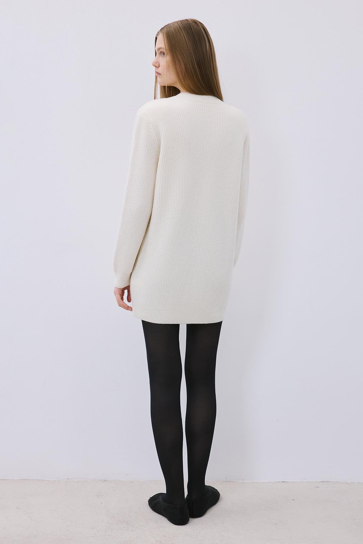 Gold Buttoned Knit Cardigan