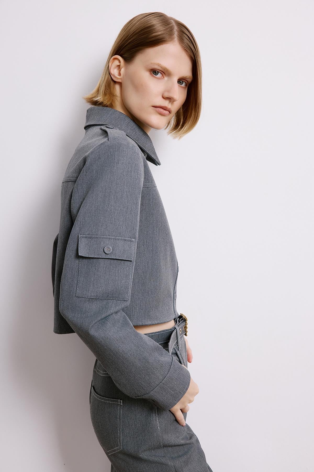 Gray Denim Long Sleeve Shirt