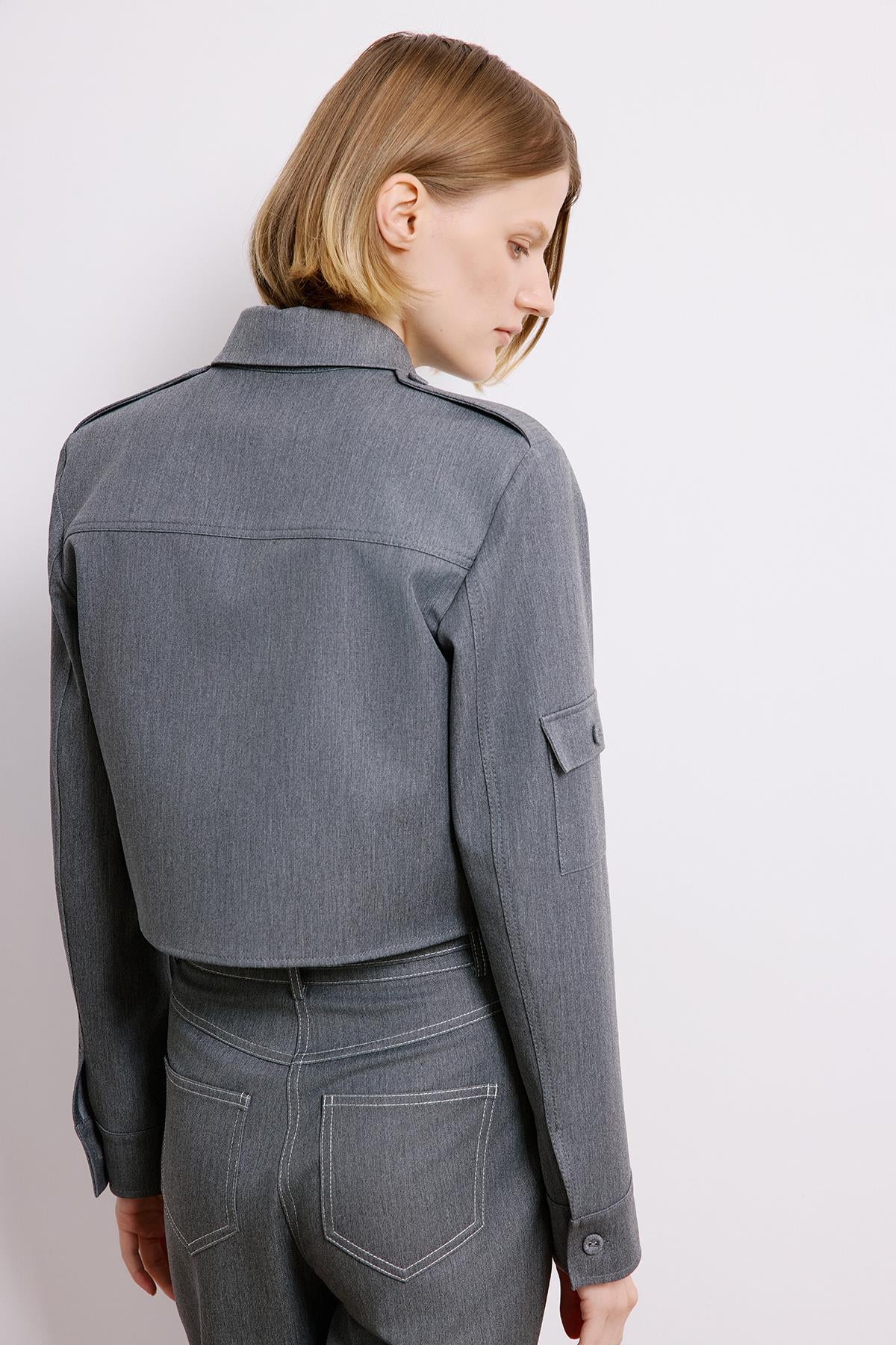 Gray Denim Long Sleeve Shirt