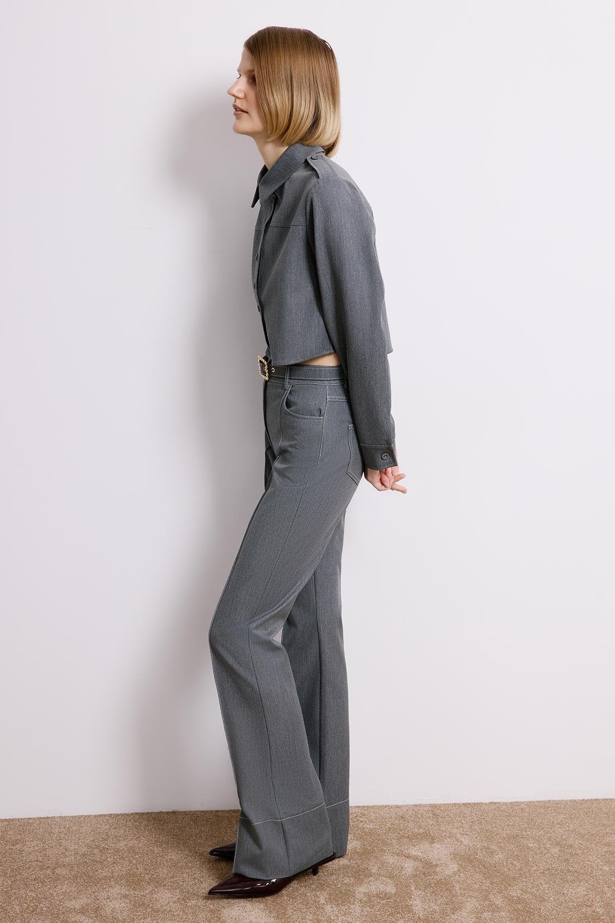 Gray Denim Long Sleeve Shirt