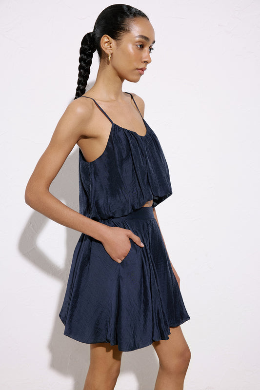 High Waist Balloon Cut Mini Skirt