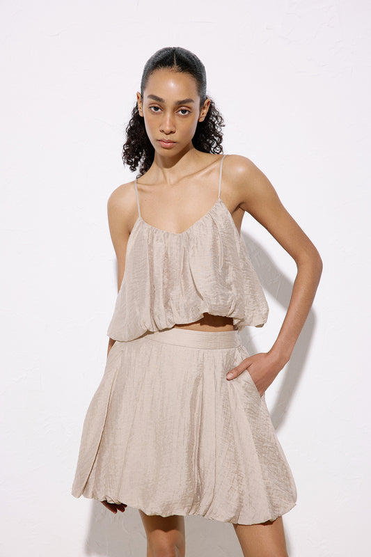 High Waist Balloon Cut Mini Skirt