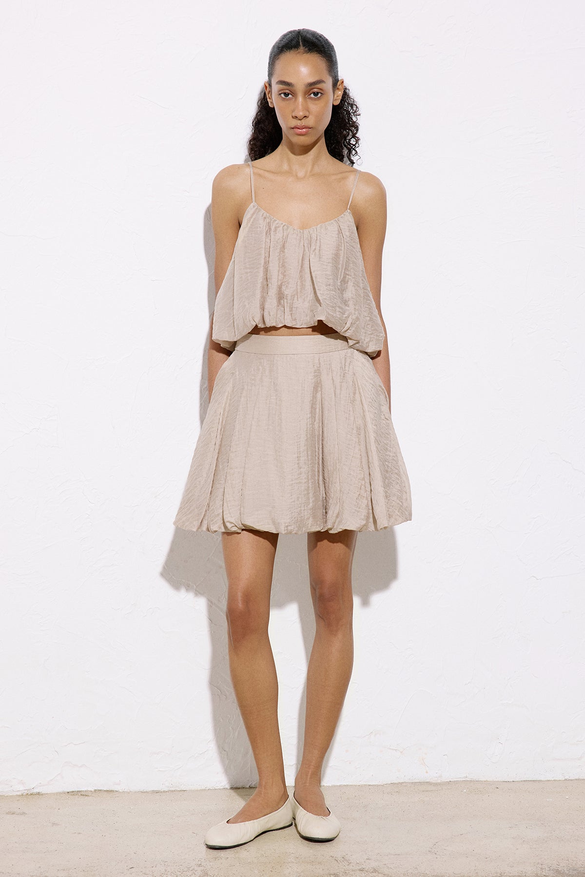High Waist Balloon Cut Mini Skirt
