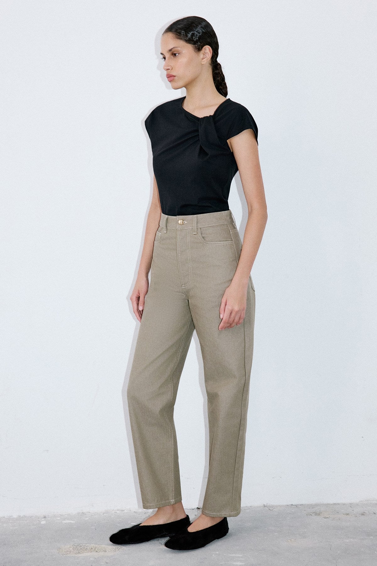 High Waist Barrel Fit Trousers