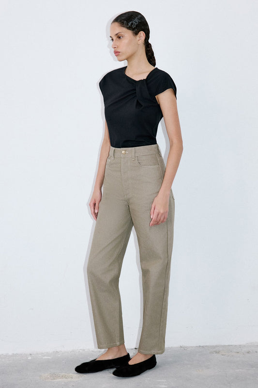High Waist Barrel Fit Trousers