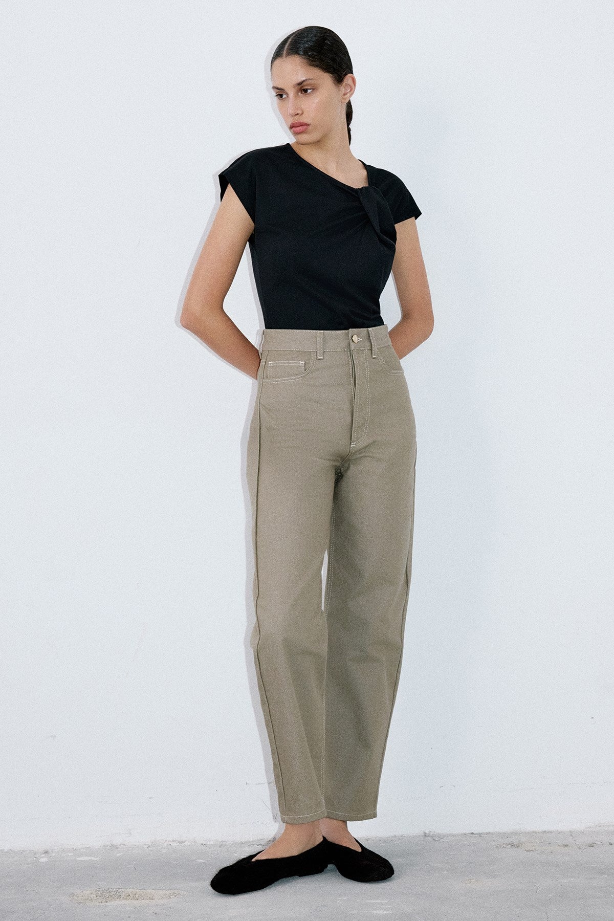 High Waist Barrel Fit Trousers