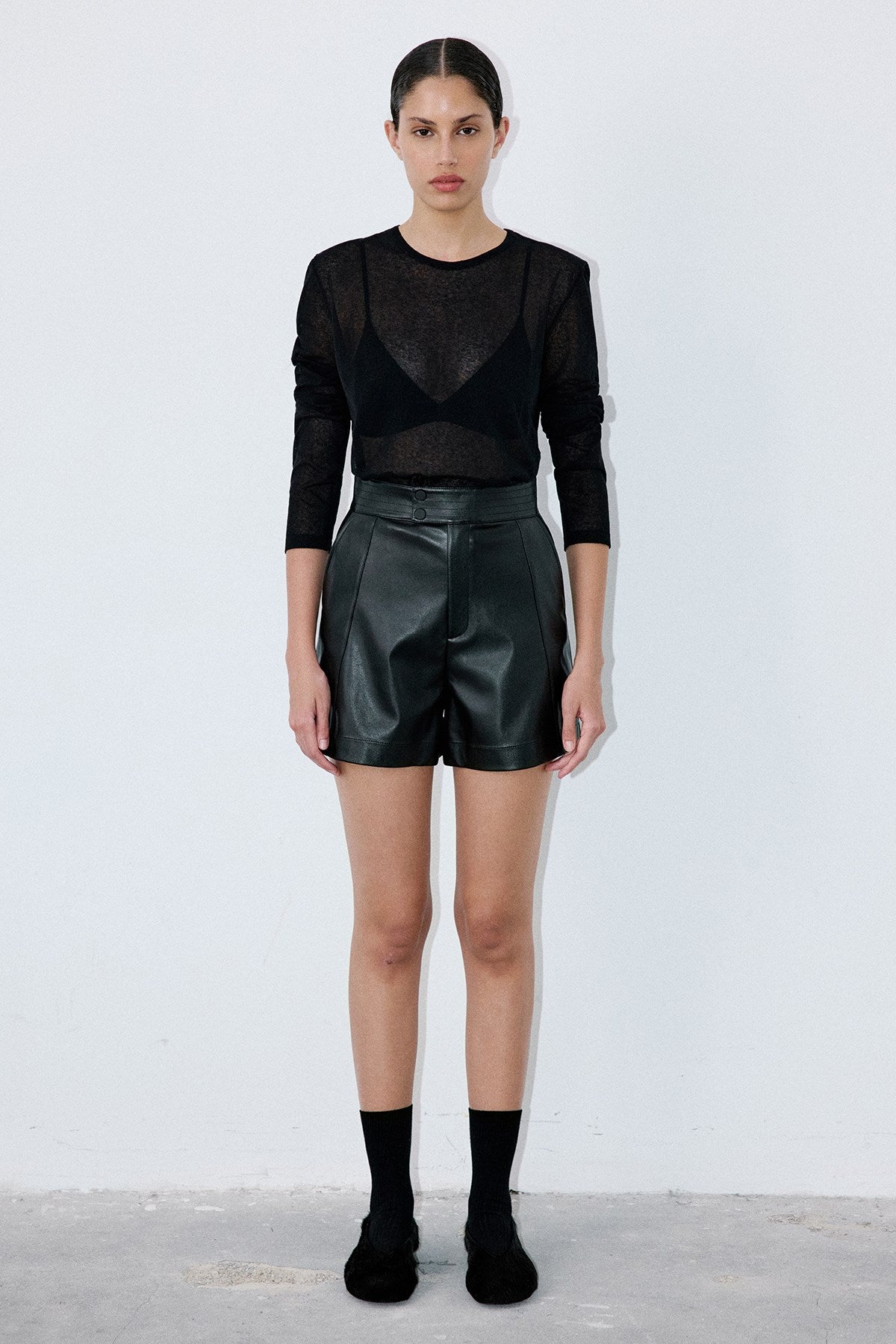 High Waist Faux Leather Shorts