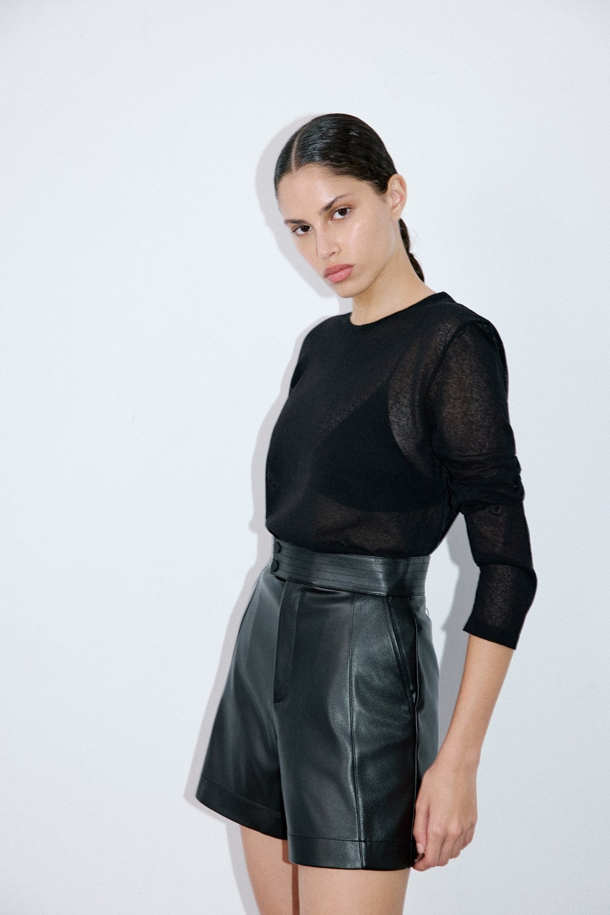 High Waist Faux Leather Shorts