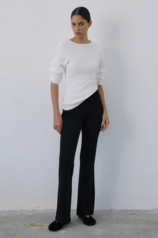 High Waist Flared Knit Trousers