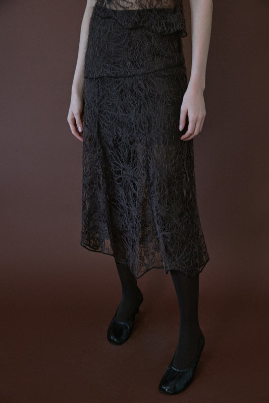 High Waist Lace Midi Skirt