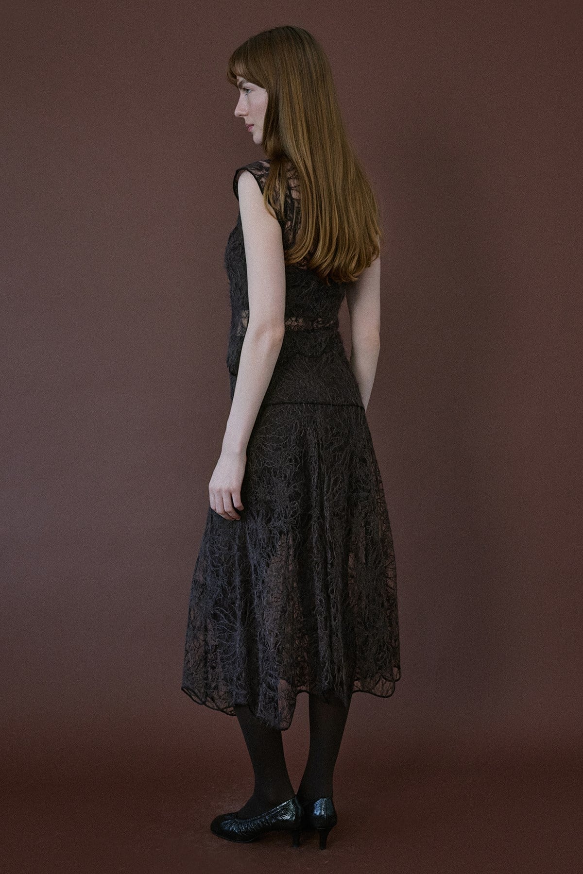 High Waist Lace Midi Skirt