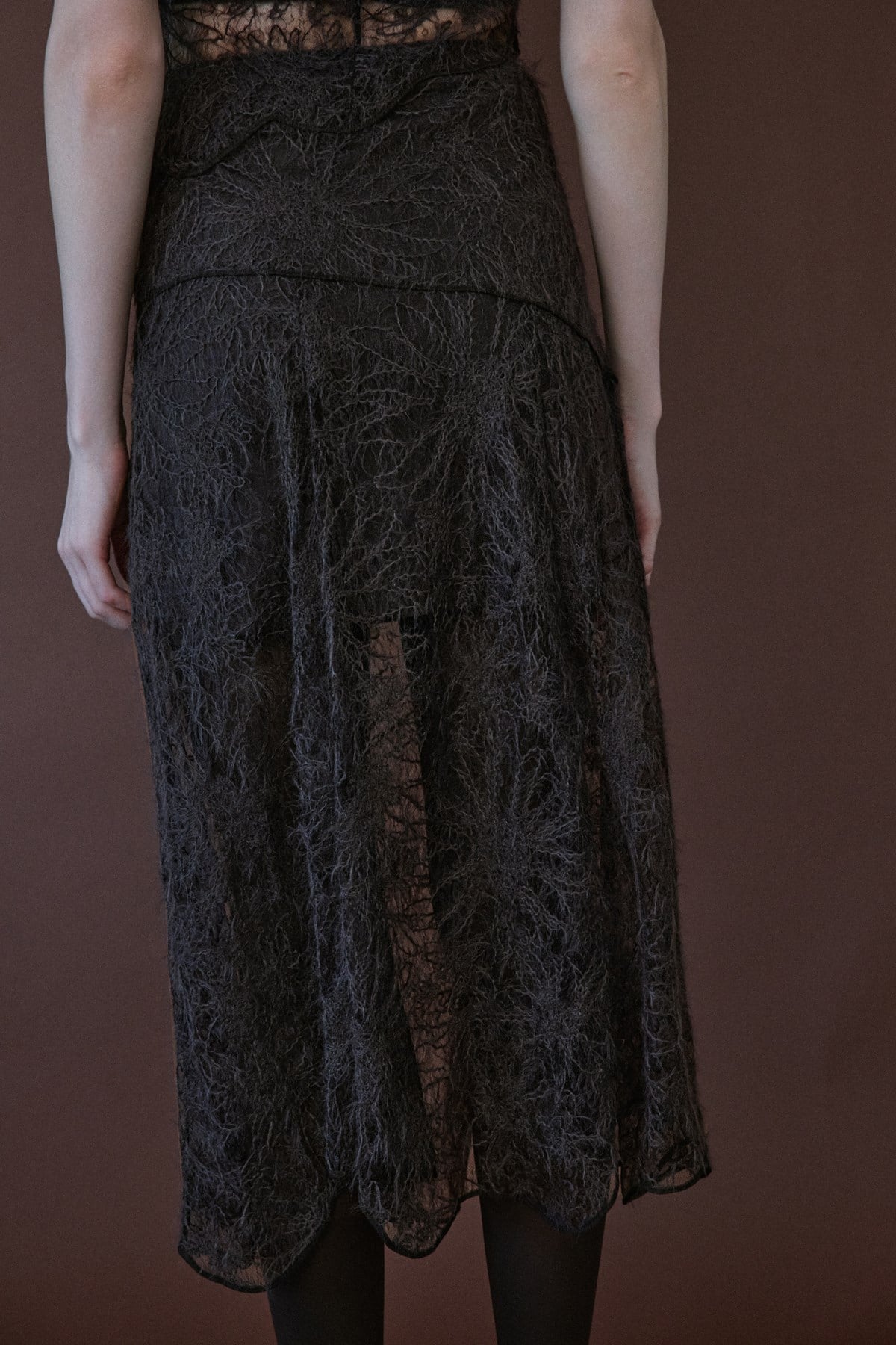 High Waist Lace Midi Skirt