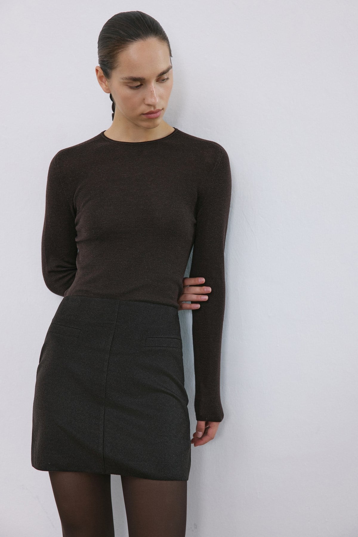 High Waist Lined A-Line Mini Skirt