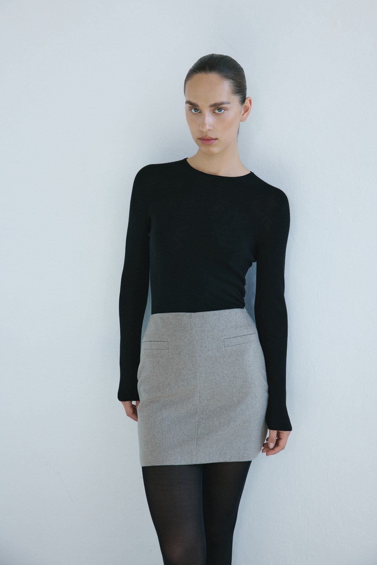 High Waist Lined A-Line Mini Skirt