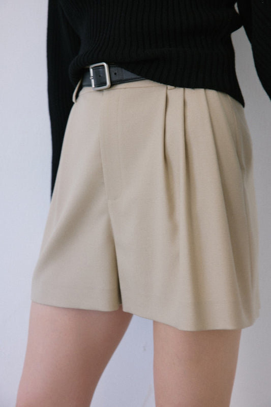 High Waist Pleat Detail Shorts