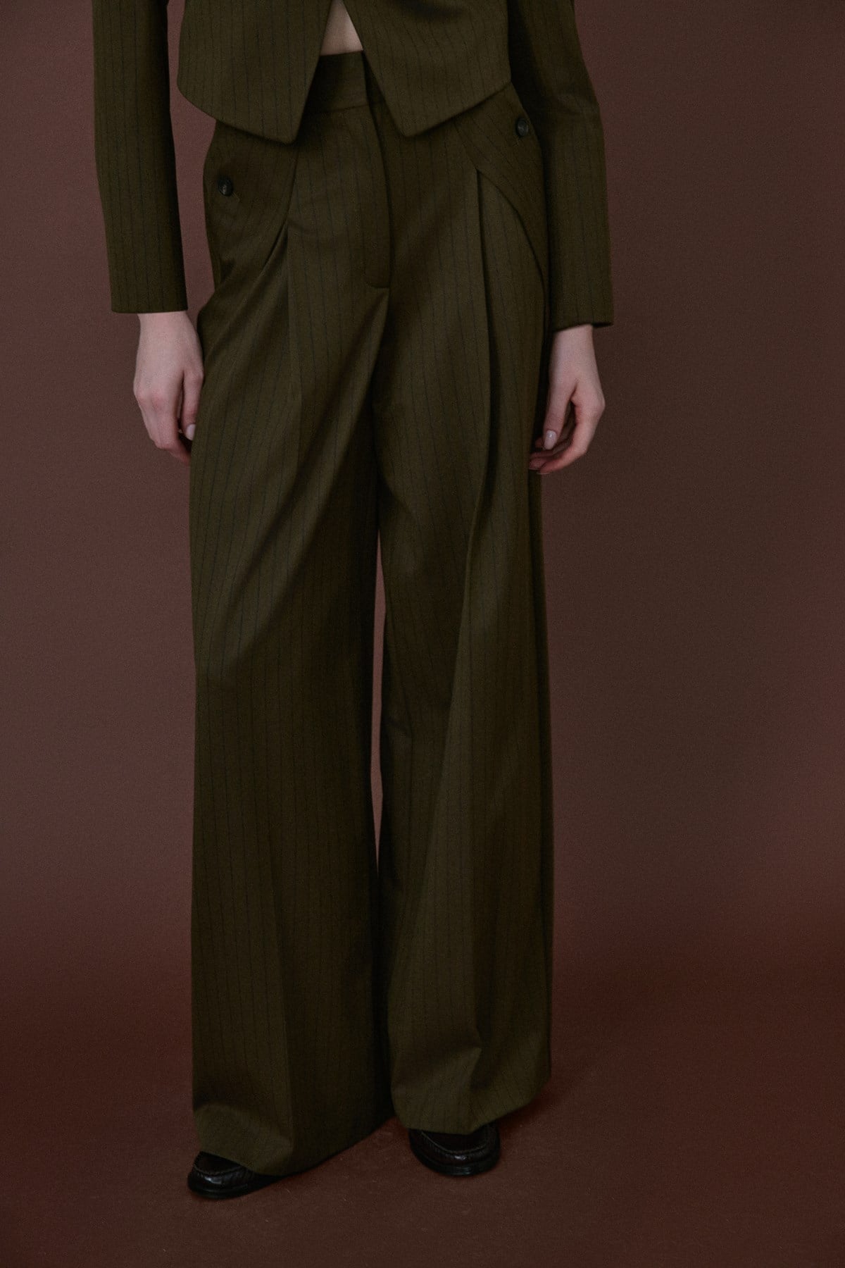 High Waist Striped Wide Leg Trousers