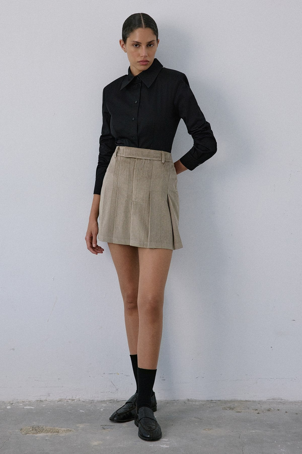 High Waist Velvet Mini Skirt