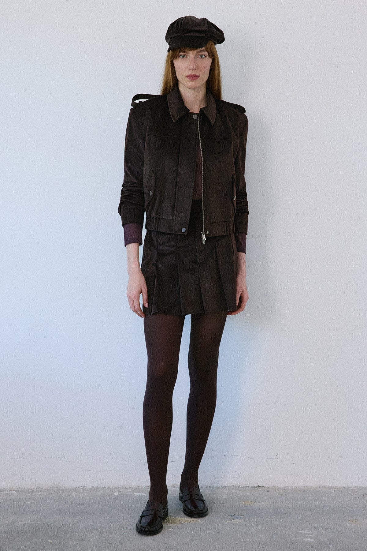High Waist Velvet Mini Skirt