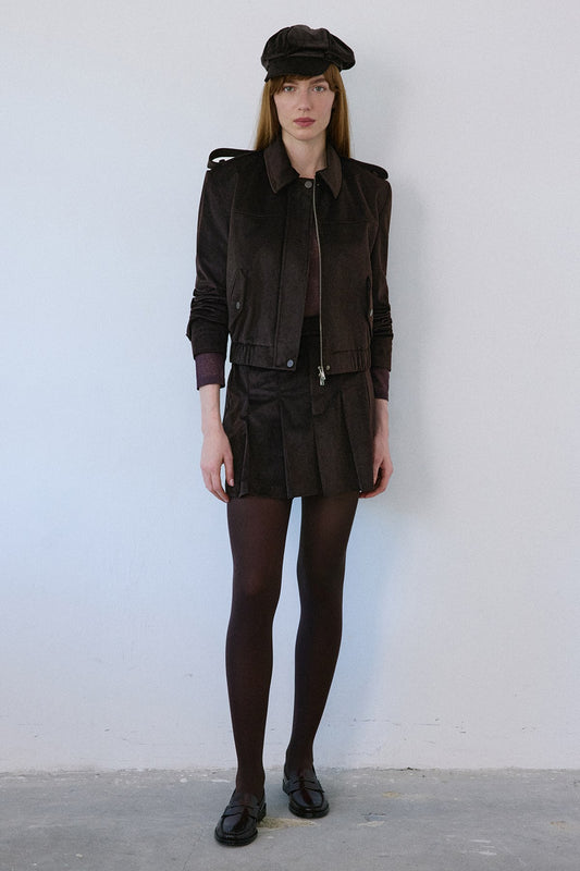 High Waist Velvet Mini Skirt