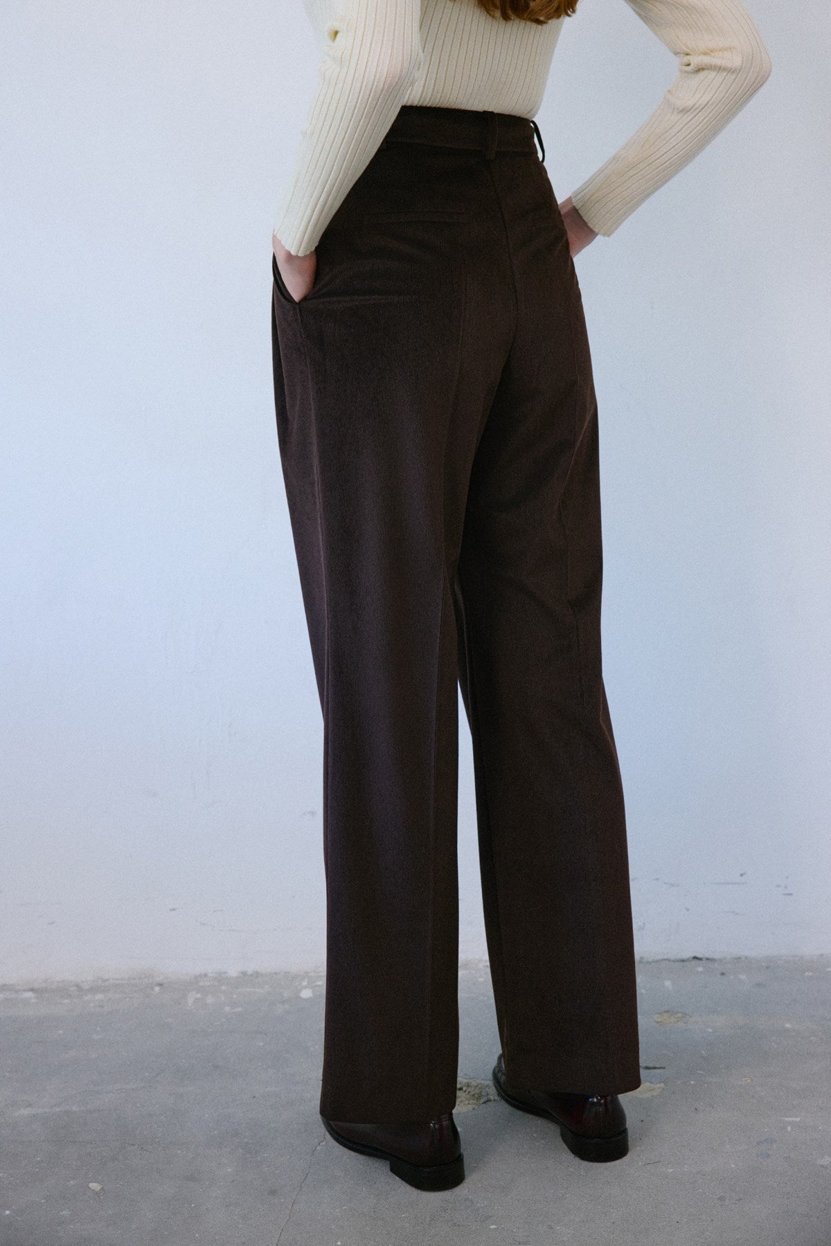 High Waist Velvet Wide Leg Trousers