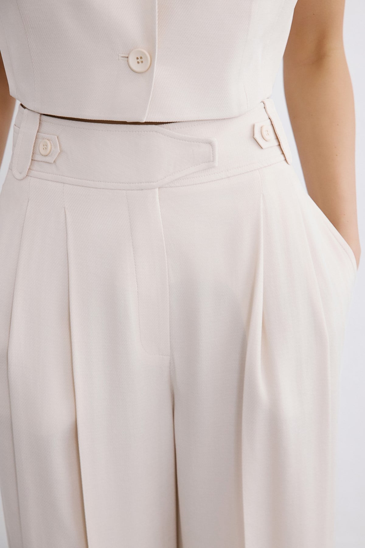High Waist Wide Leg Pleated Trousers