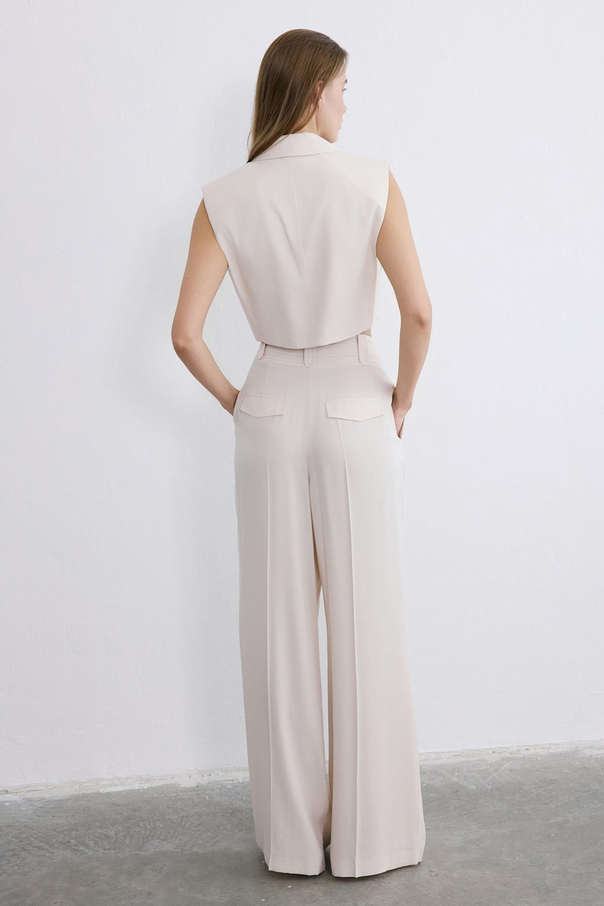 High Waist Wide Leg Pleated Trousers