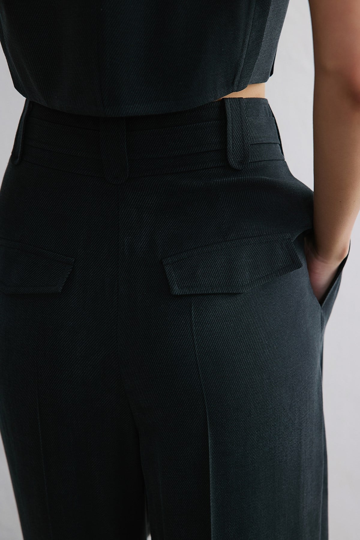 High Waist Wide Leg Pleated Trousers