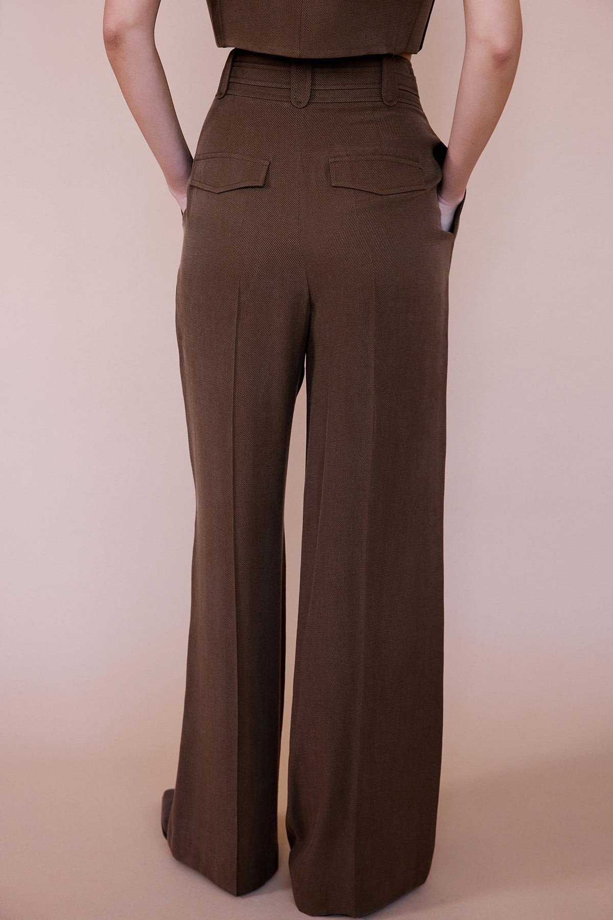 High Waist Wide Leg Pleated Trousers