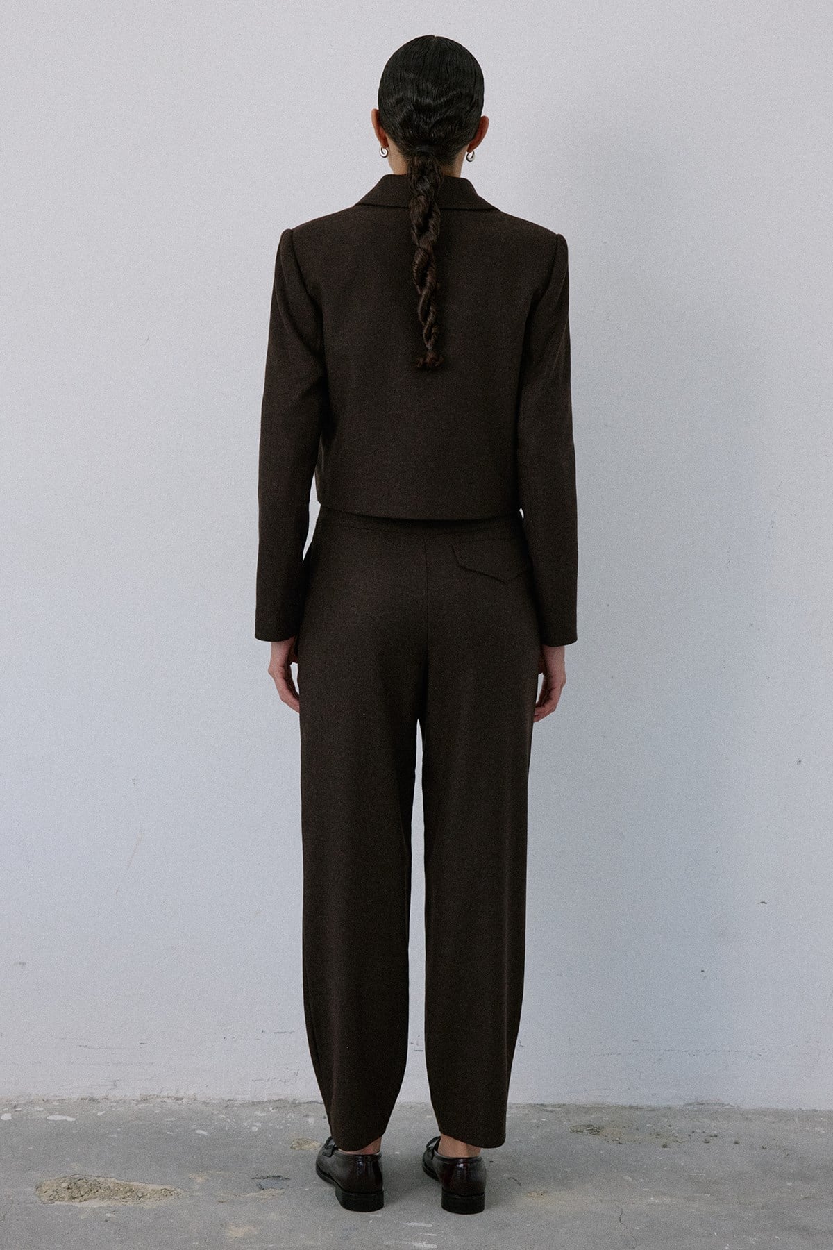 High Waist Wool Textured Trousers