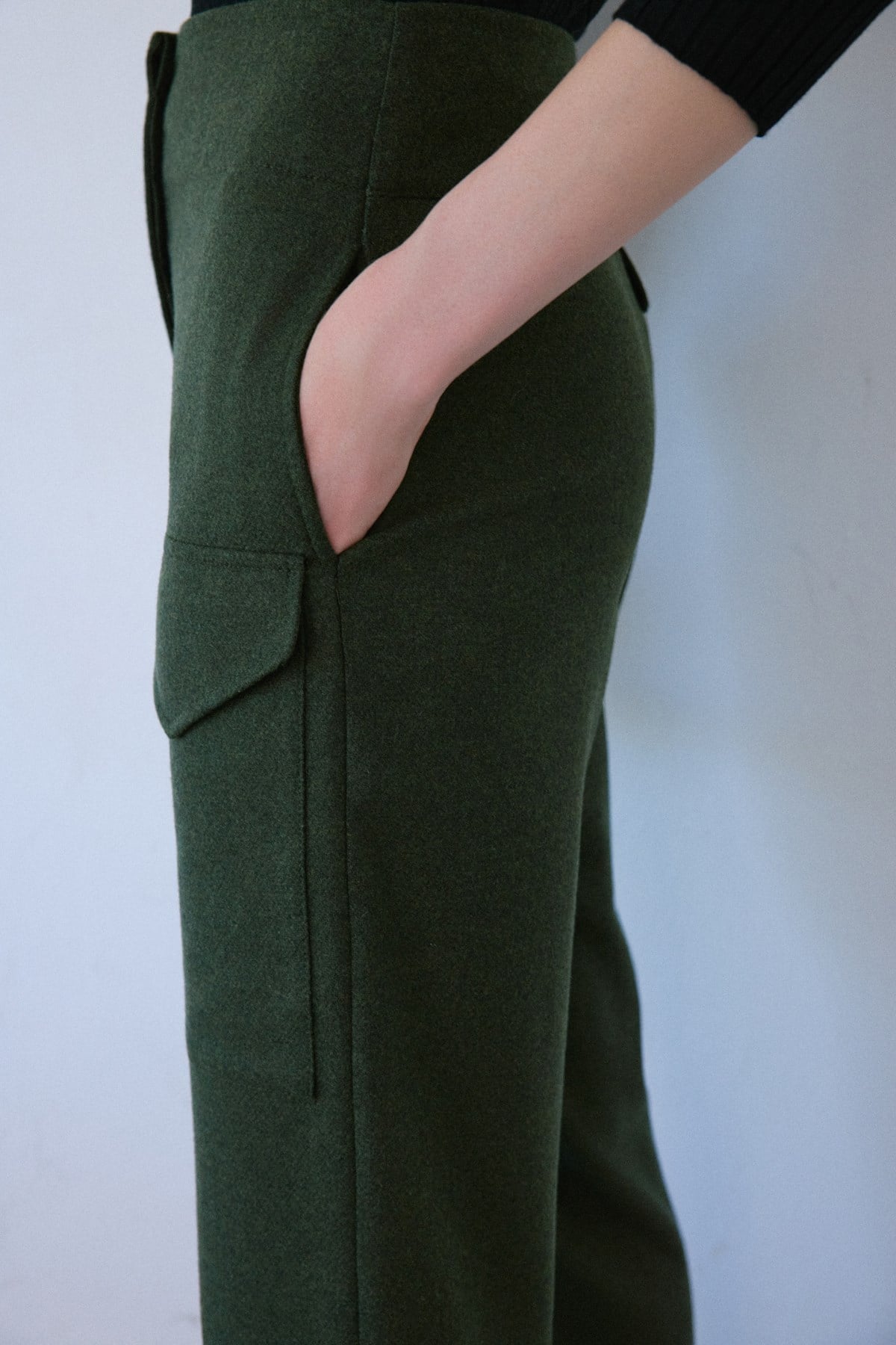 High Waist Wool Textured Trousers