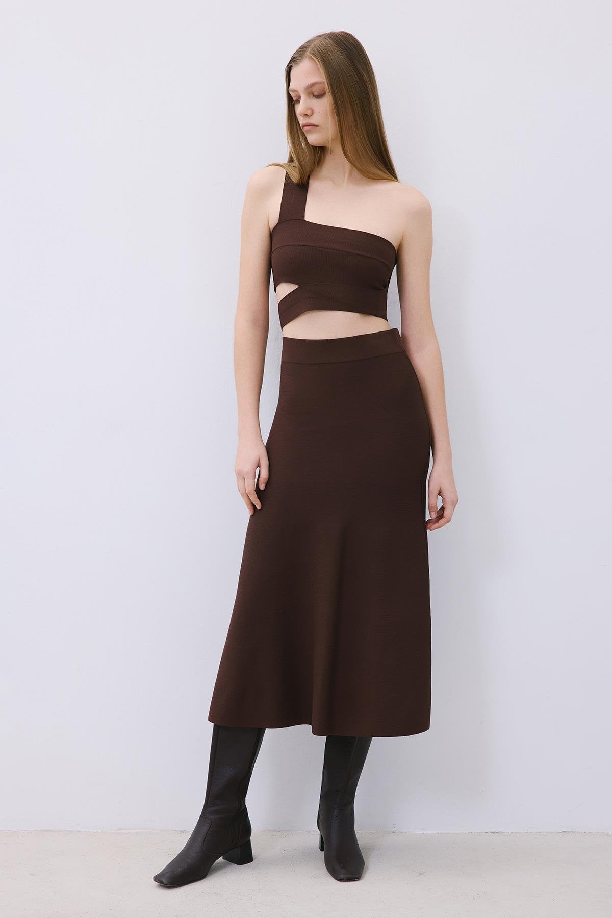 Knit One-Shoulder Bandeau Top
