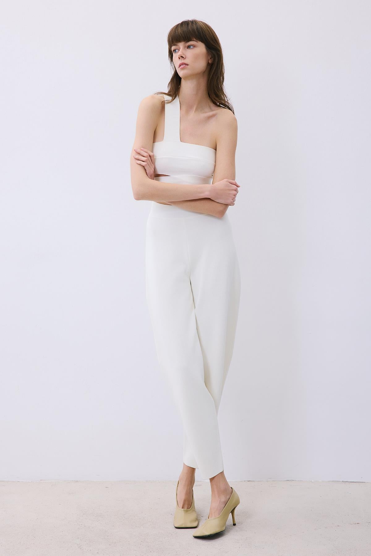 Knit One-Shoulder Bandeau Top