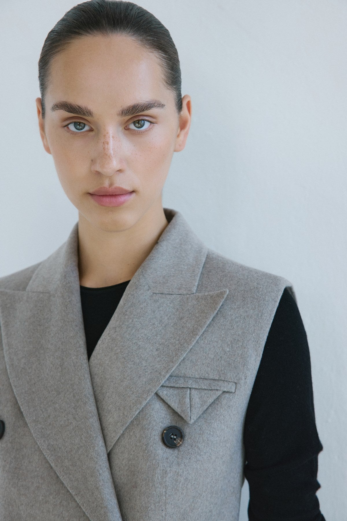 Lapel Collar Lined Double-Breasted Long Vest