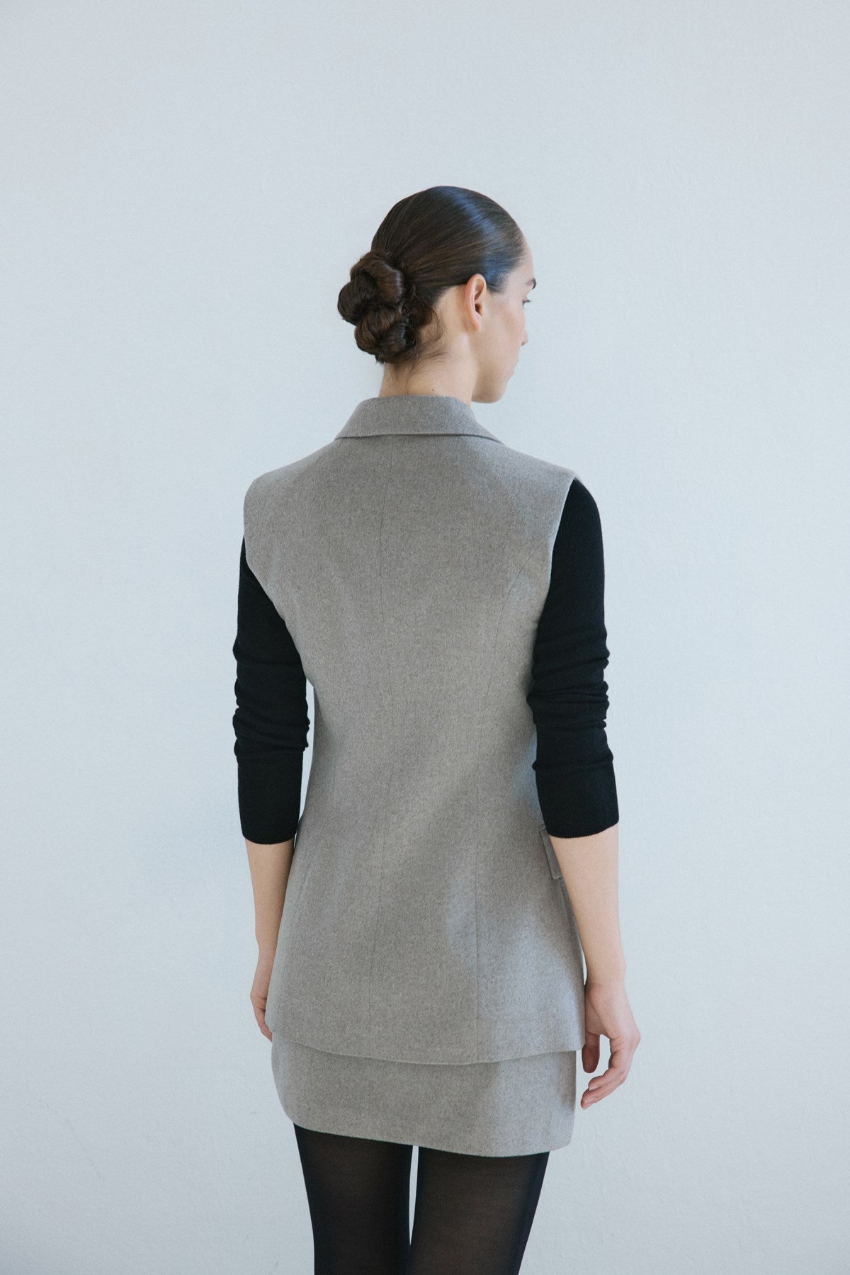 Lapel Collar Lined Double-Breasted Long Vest
