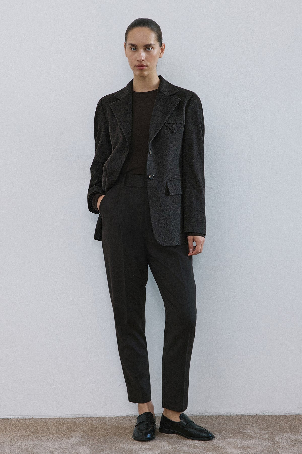 Lapel Collar Lined Long Sleeve Blazer Jacket