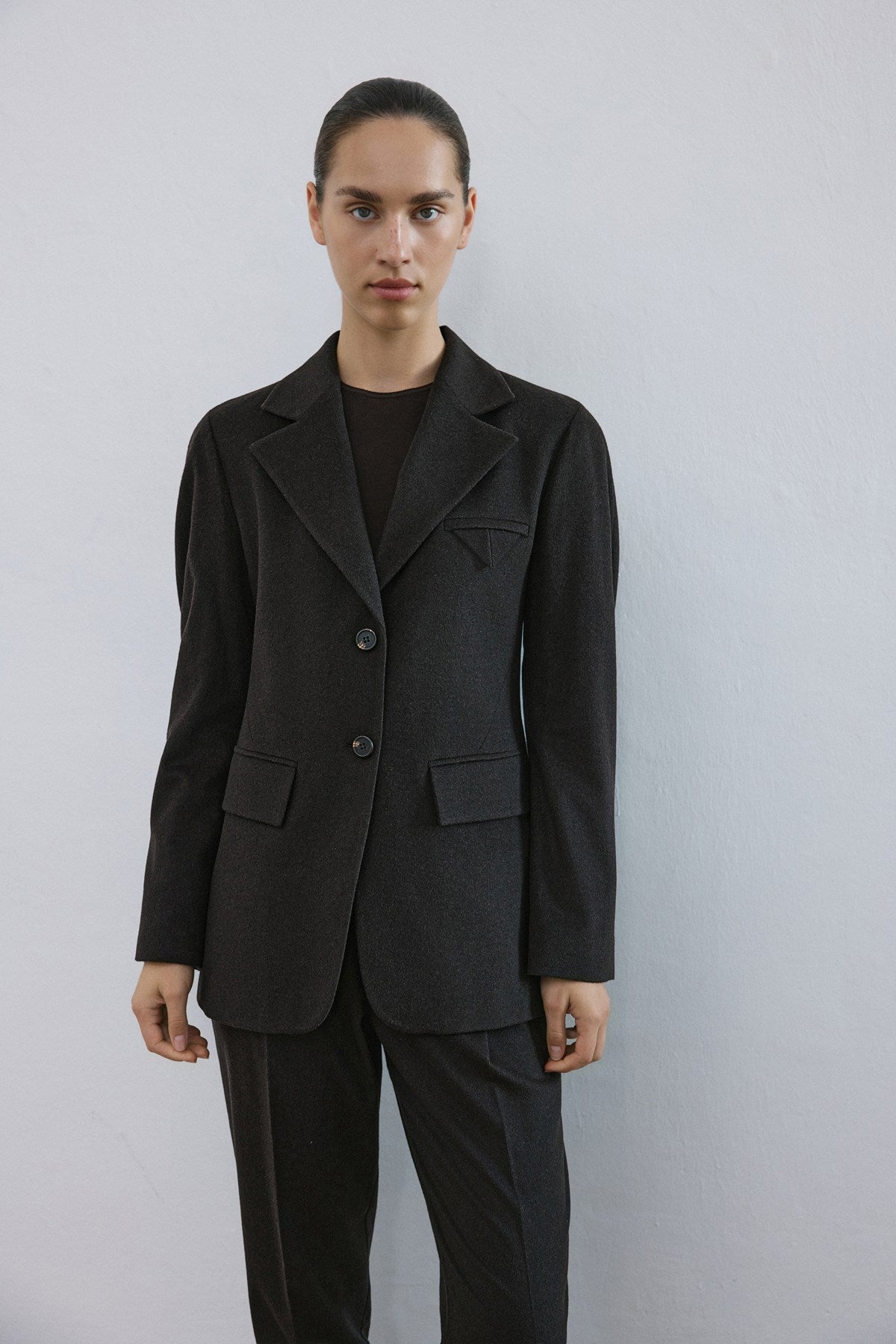 Lapel Collar Lined Long Sleeve Blazer Jacket