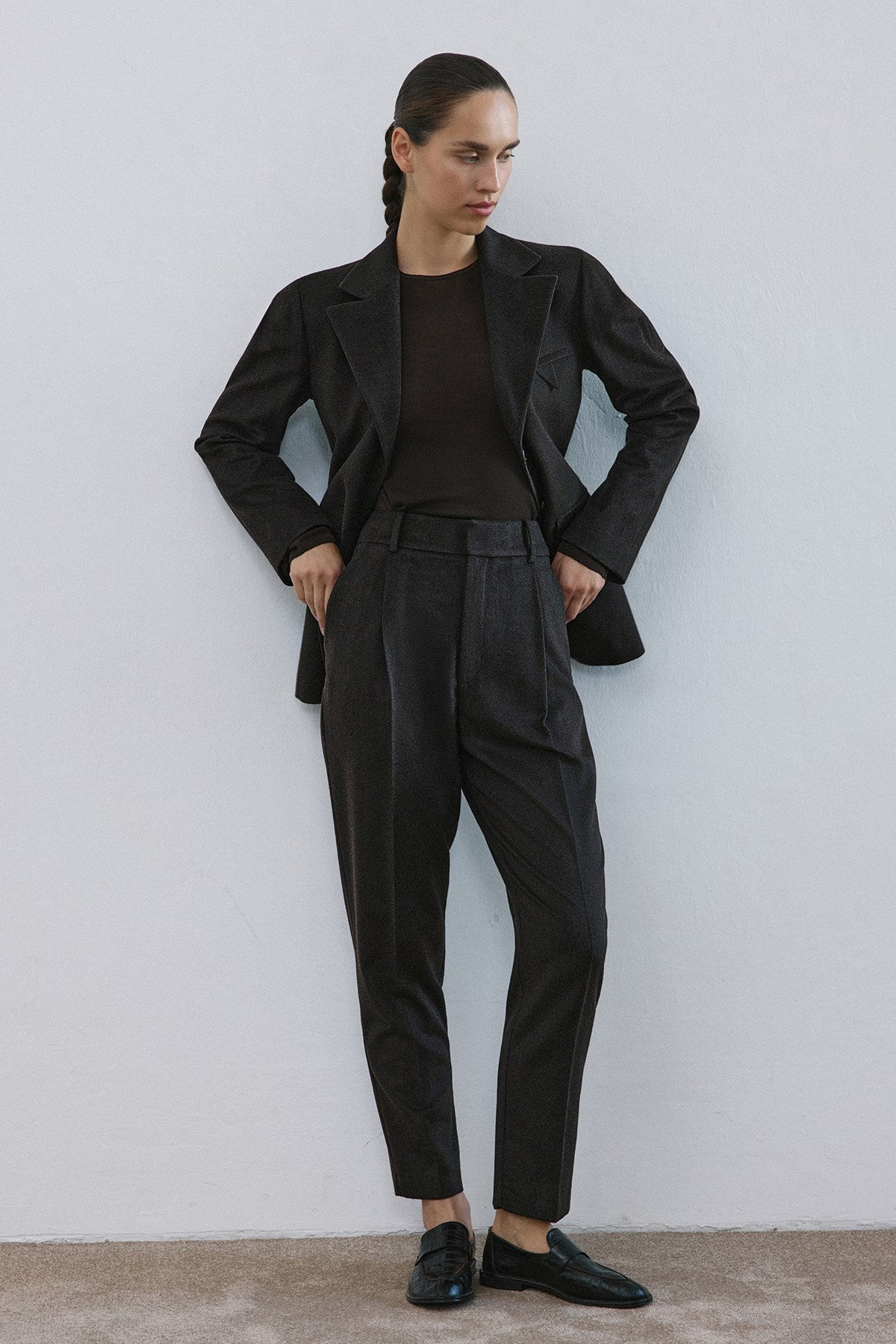 Lapel Collar Lined Long Sleeve Blazer Jacket