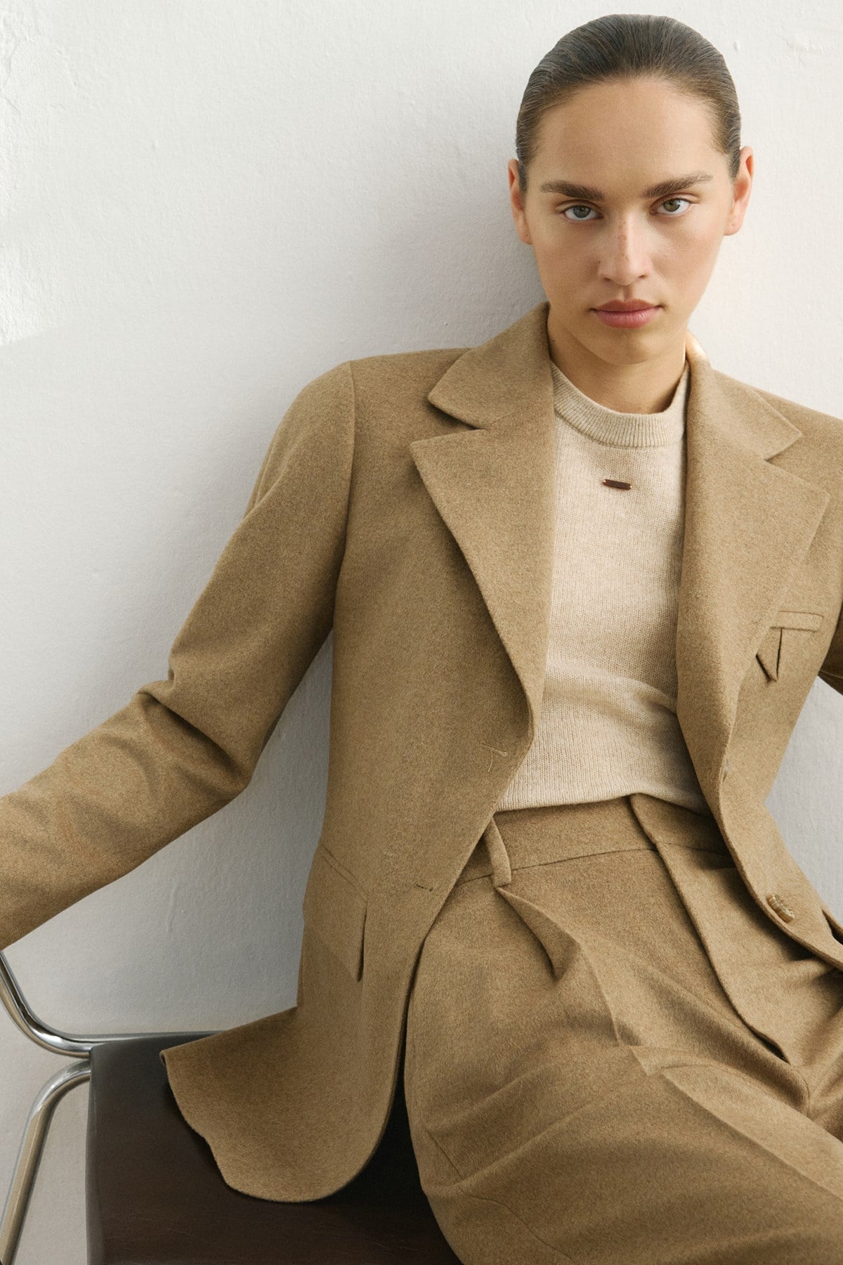 Lapel Collar Lined Long Sleeve Blazer Jacket