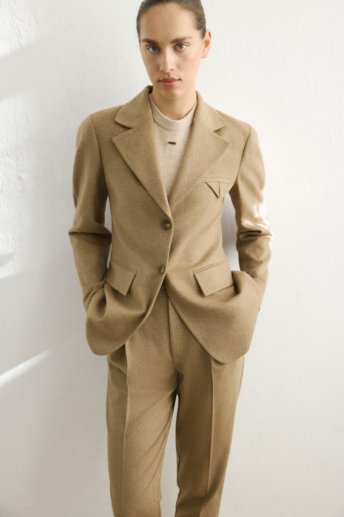 Lapel Collar Lined Long Sleeve Blazer Jacket