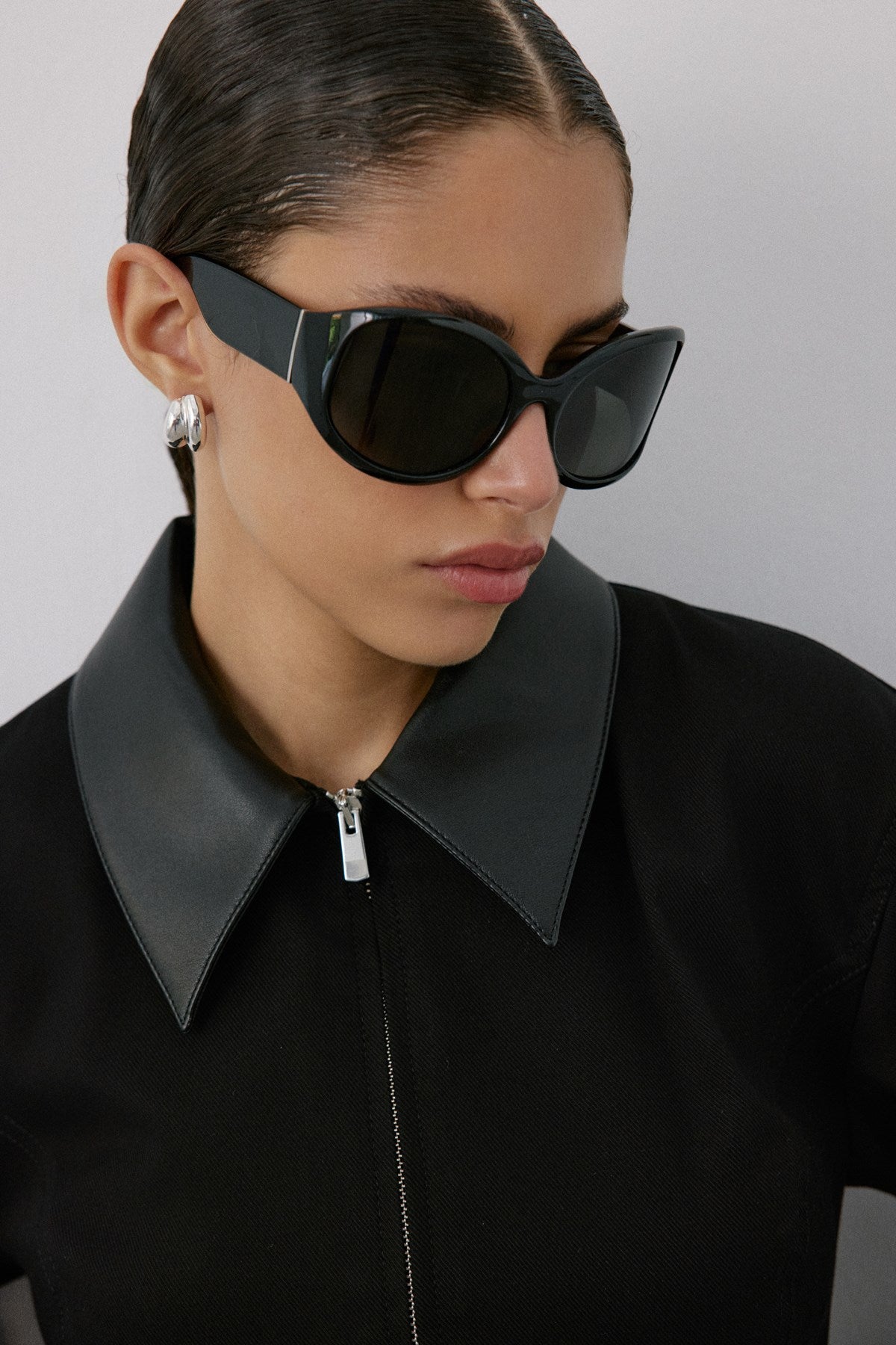 Leather Collar Leather Piping Blazer