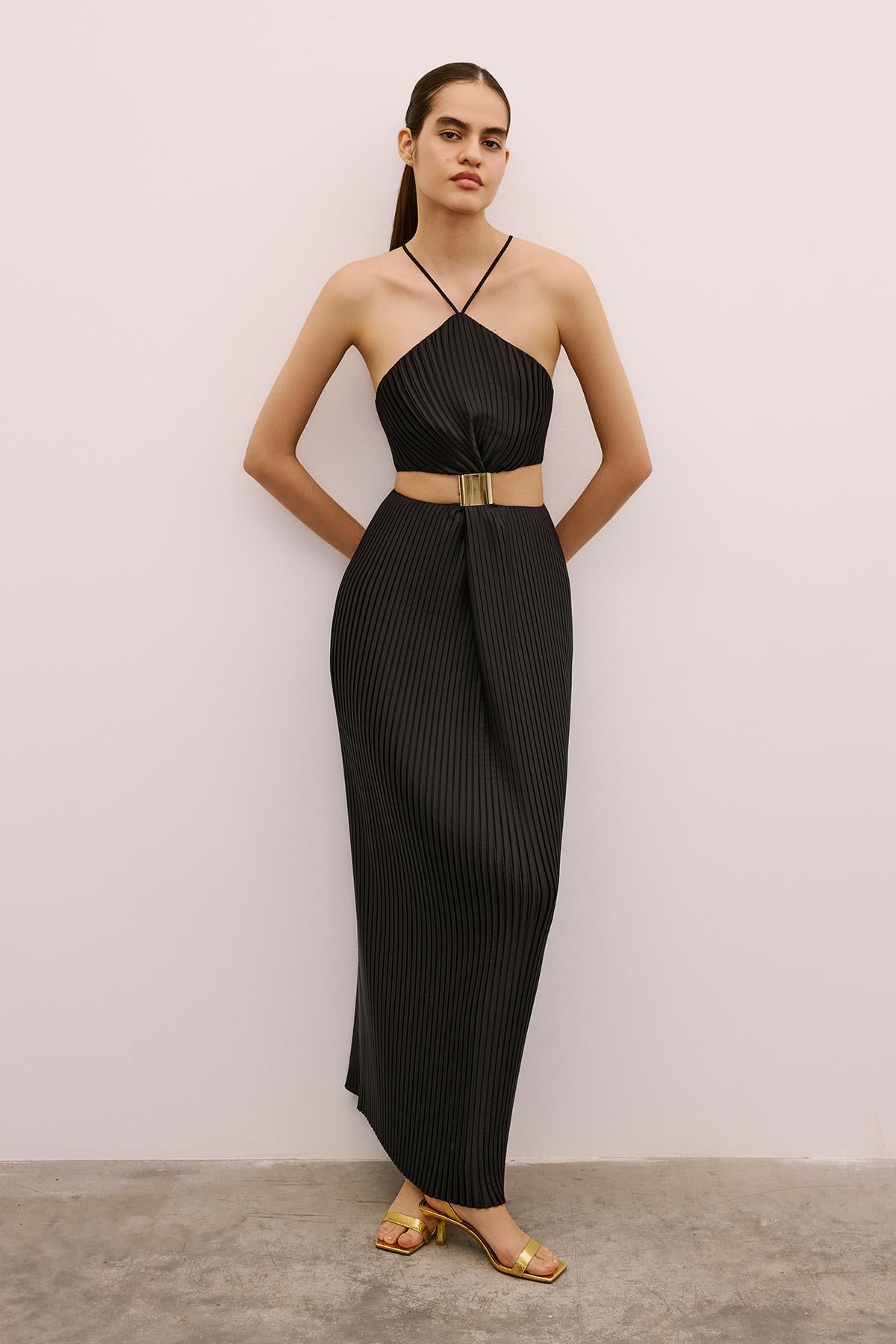 Long Dress with Gold Accessories