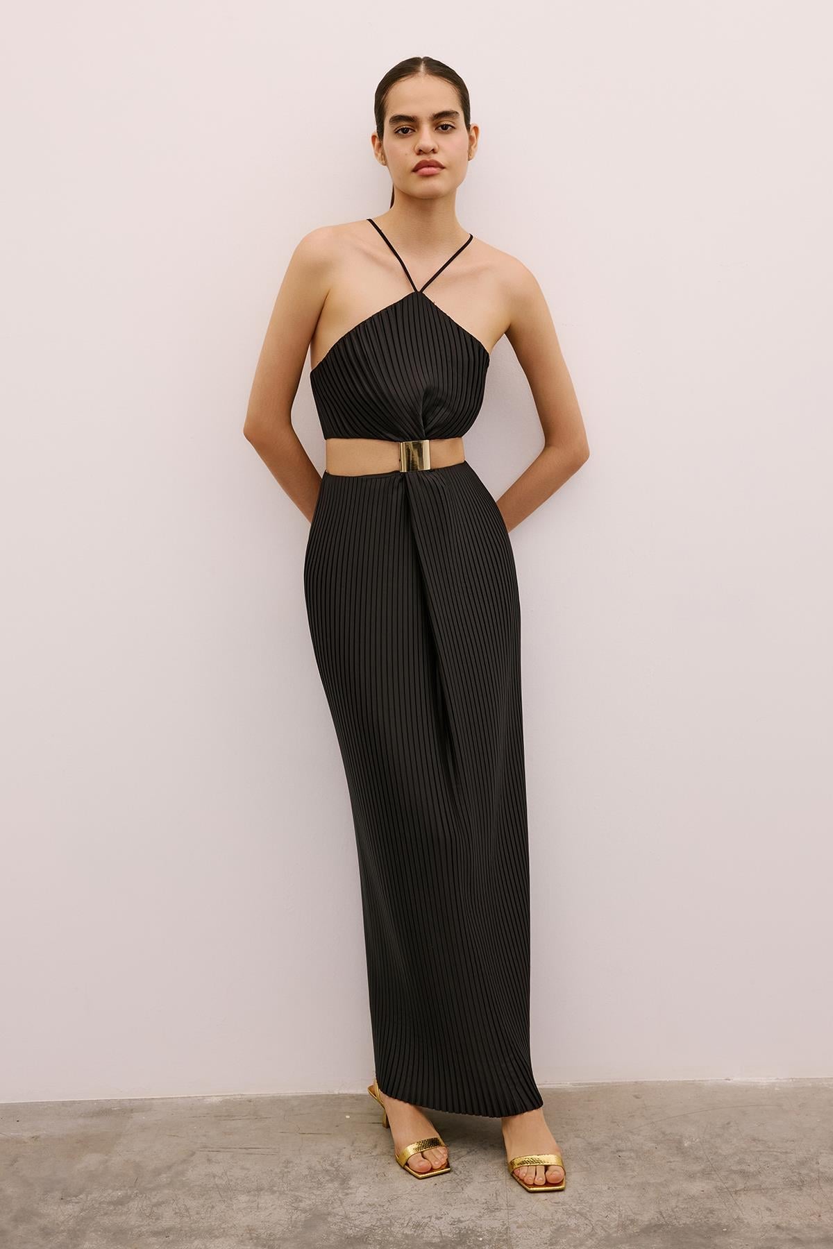 Long Dress with Gold Accessories